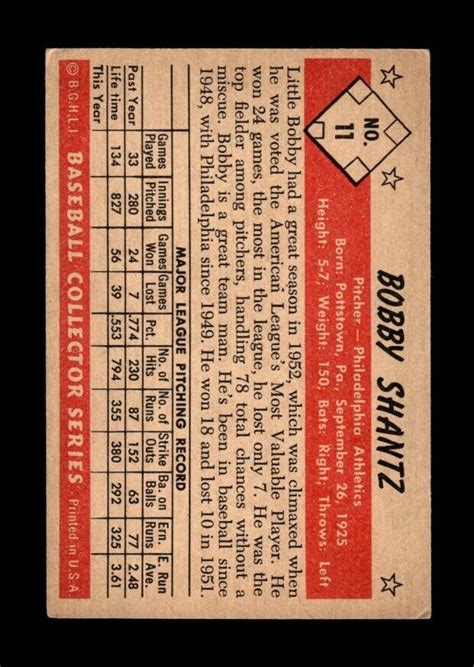 Bowman Set Break Bobby Shantz Vg Vgex Gmcards Ebay