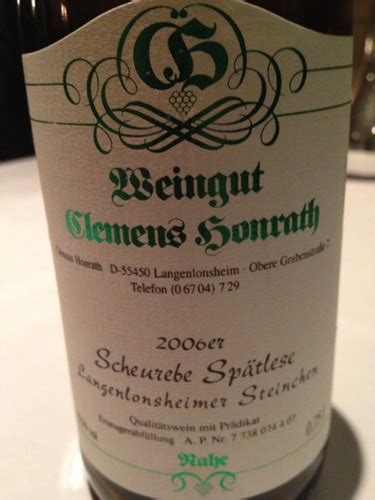 Weingut Honrath Langenlonsheimer Steinchen Scheurebe Spätlese Vivino US