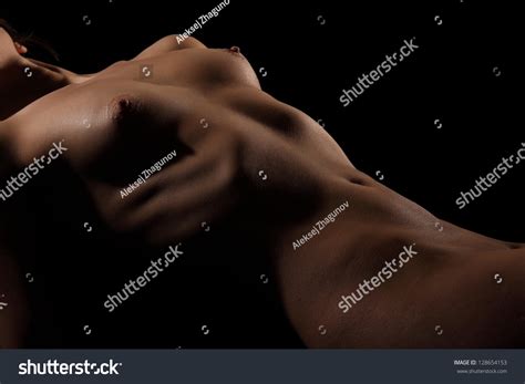 Nude Girl On Black Background Stock Photo 128654153 Shutterstock