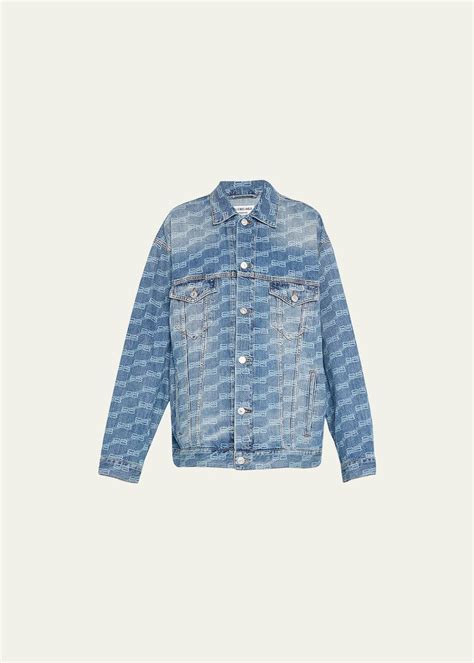 Balenciaga Oversize Logo Print Denim Jacket Bergdorf Goodman