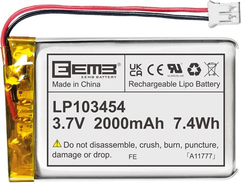 Eemb Lithium Polymer Battery 37v 2000mah 103454 Nepal Ubuy