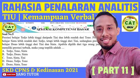 Rahasia Penalaran Analitis Part Tiu Kemampuan Verbal Skd Cpns