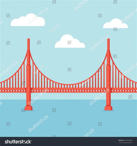 Golden Gate Bridge Illustration Flat Cartoon Stock Vector 454539589 ...