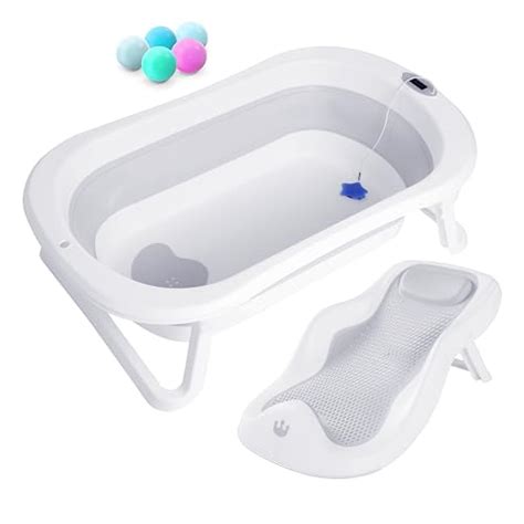 Baignoire Bébé Pliable Avec Transat De Bain Et Thermomètre Intégré