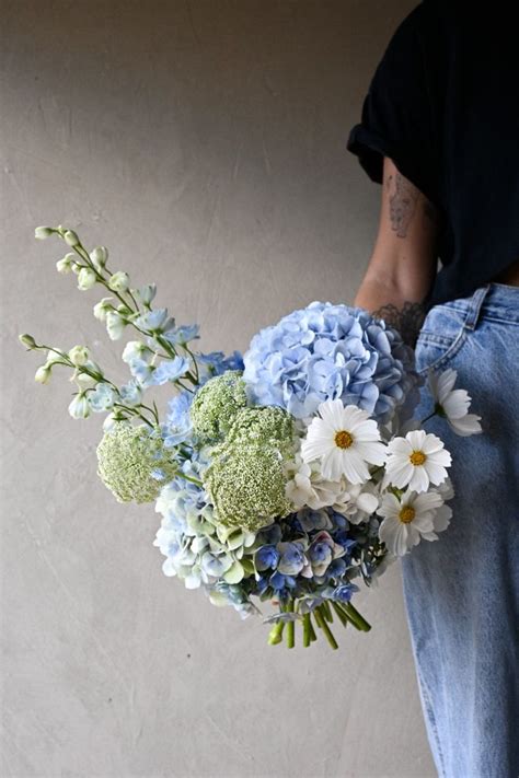 Blue And White Modern Bridal Bouquet The Naked Florist NSW