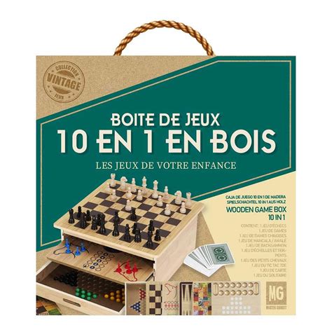 Coffret bois Jeux de société 10 en 1 Les jeux de votre enfance Chez