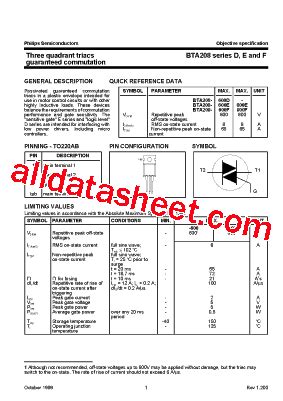 BTA208-600B Datasheet(PDF) - NXP Semiconductors