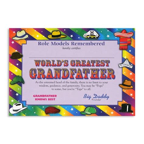 Worlds Greatest Grandfather Award Certificates Partycheap