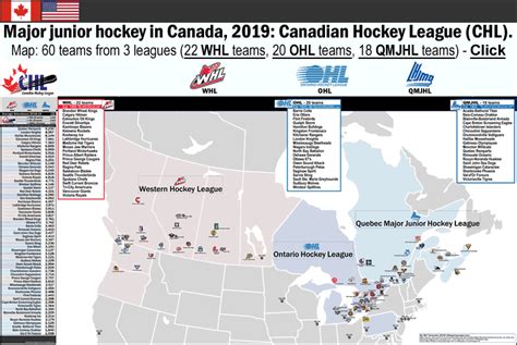 CHL Canadian Hockey League 2019 Location Map Of The 60 Teams 18