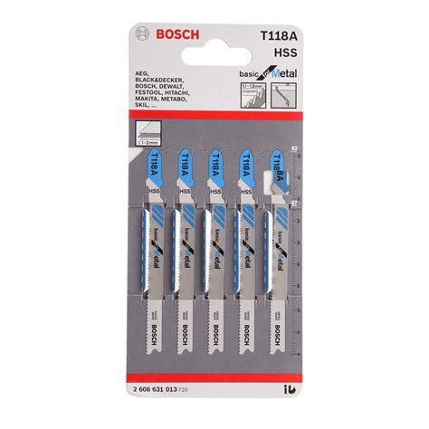 Bosch T118A Basic For Metal HSS Jigsaw Blades Pack Of 5 2608631013