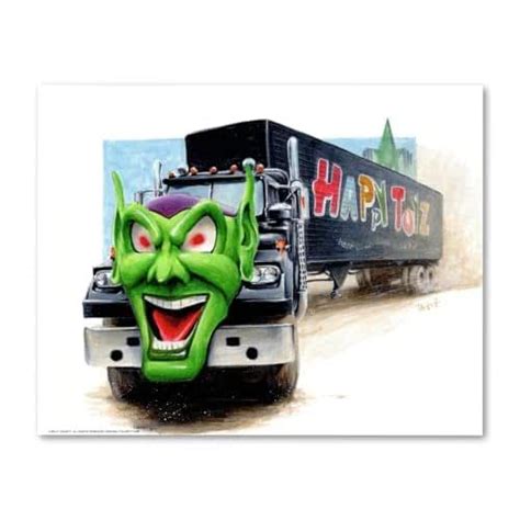 signed maximum overdrive green goblin truck  vintage poster print