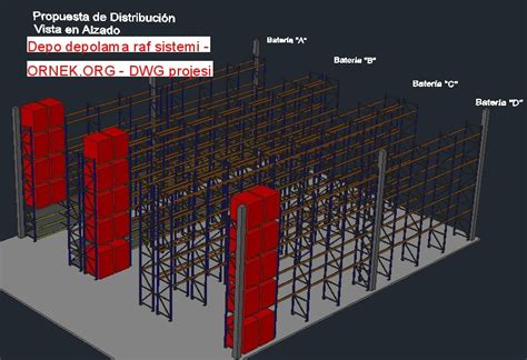 Proje Sitesi Depo Depolama Raf Sistemi Autocad Projesi