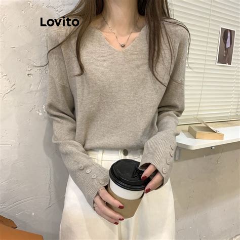 Lovito Casual Blusa Feminina Lisa De Tric O Lne Damasco