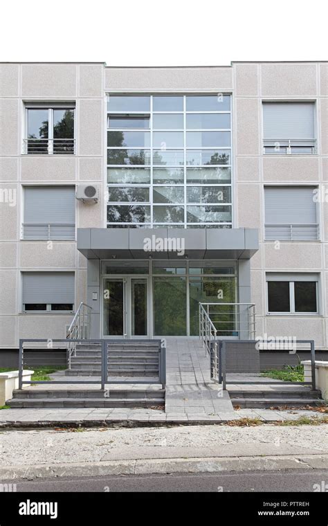 entrance  small condo building  disabled ramp stock photo alamy