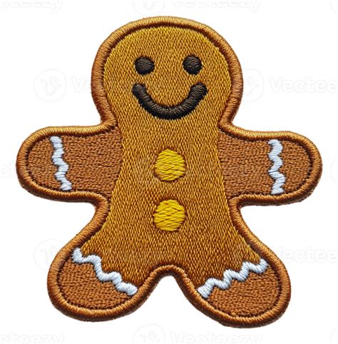 Cheerful Gingerbread Man Patch With Smiley Face Cut Out Stock 50480224 Png