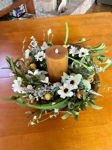 Rustic Dough Bowl Centerpiece With Berries And Daisies Summer Etsy