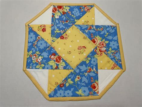 Floral Quilted Table Topper Hexagon Quilted Table Topper Summer