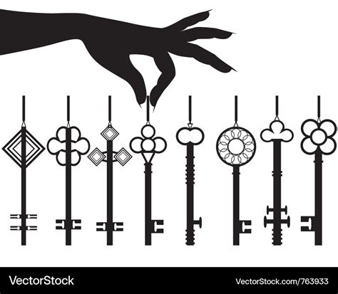 Schl Ssel Silhouette Set Lizenzfreies Vektorbild