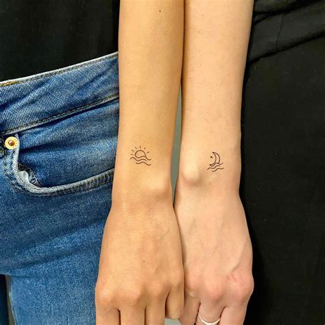 Bff Sun And Moon Temporary Tattoo Set Of 2 Matching Temp Tattoo Etsy