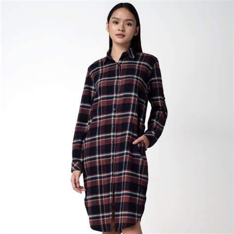 Benhill Kemeja Tunik Flannel Wanita Kotak Coklat 201 11535 Lazada