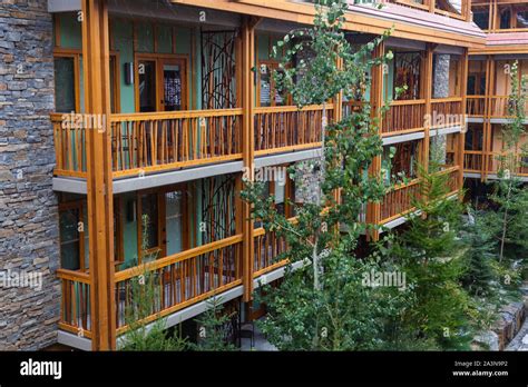 Typical Architecture Of Newer Hotels In The Mountain Town Of Banff