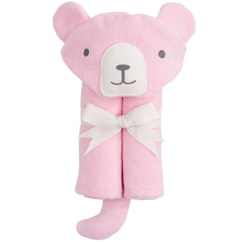 Elegant Baby Pink Bear Hooded Towel Stitch Sensations