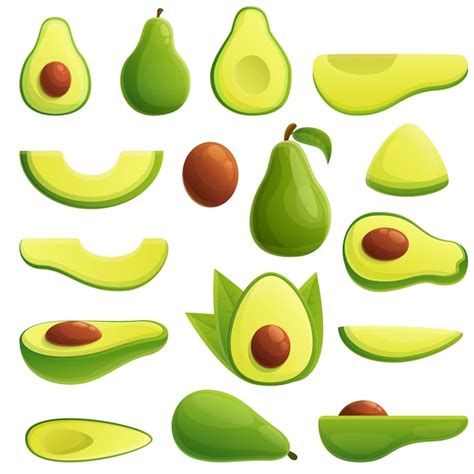 Premium Vector Avocado Icons Set