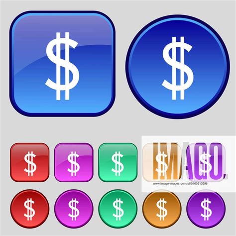 Dollars Sign Icon Usd Currency Symbol Money Label Set Of Colored