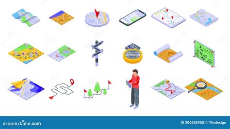 Itinerary Icons Set Isometric Style Stock Illustration Illustration