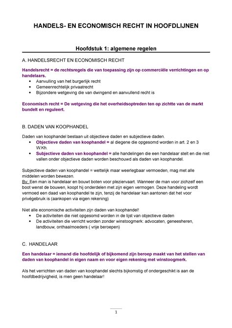 Samenvatting H T M En Economisch Recht In Hoofdlijnen Hoofdstuk