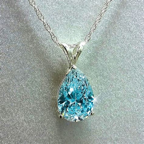 Wasser Tropfen Labor Aquamarin Zirkon Anh Nger 925 Sterling Silber