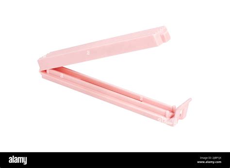 Plastic Pink Bag Clip On A White Background Photo Stacking Stock Photo