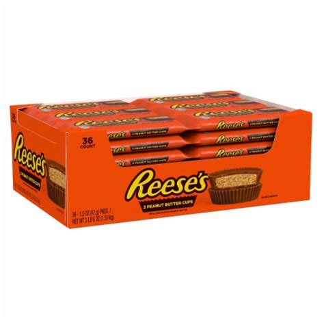 Reeses Milk Chocolate Peanut Butter Cup Standard Bar Box 36 Ct 15 Oz Qfc