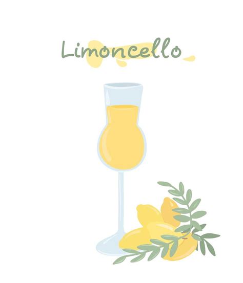 Traditional Italian liquor limoncello. Lemon drink illustration for ...