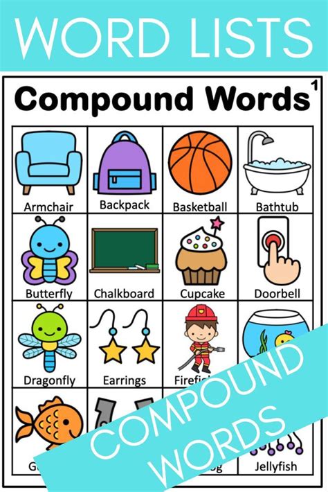 Compound Words Lists For Writing Center And Speech Therapy