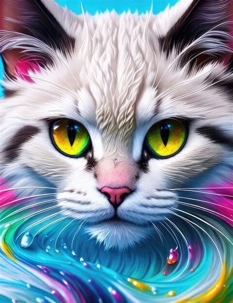 Premium Ai Image Symbiosis Of A Cat And Splashes Waves Of