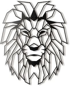 Amazon De Hoagard Lion Head Xl Geometric Metal Wall Art L Wenkopf Xl