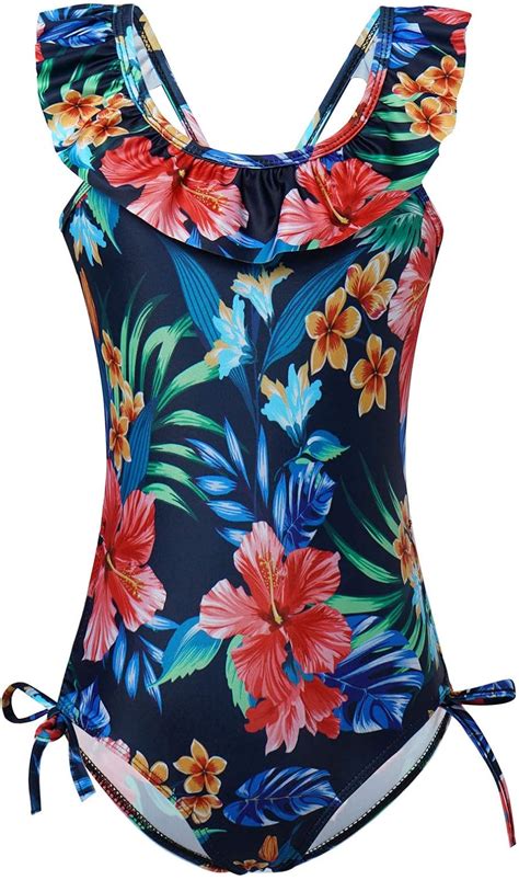 Alvivi Alvivi Mädchen Badeanzug Blumen Druck Tankini Bikini Gekreuzt