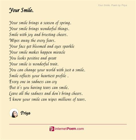 Your Smile Poem By Priya