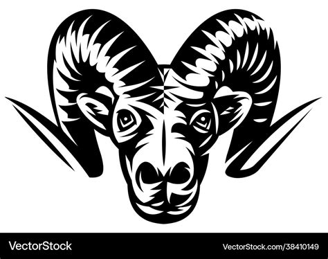 Ram Head Template For Design Monochrome Royalty Free Vector