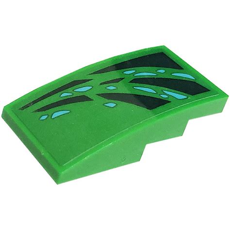 LEGO Green Slope 2 X 4 Curved With Shapes Left Sticker 93606