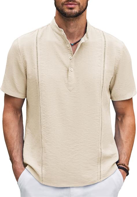 COOFANDY Camisa Henley de Lino de Algodón para Chile Ubuy