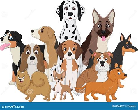 Set Of Funny Dogs Cartoon Stock Vector Illustration Of Adorable 83844017