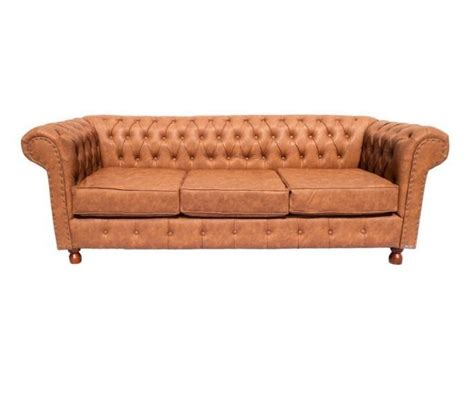 Sofá Chesterfield Luiz XV 2 00M c Ecológico Caramelo sala de estar