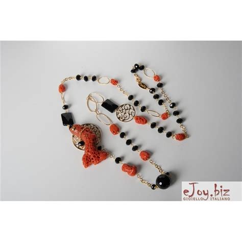 Collana Corallo Rosso Agata Nera Charm Bracelet Bracelets Earrings