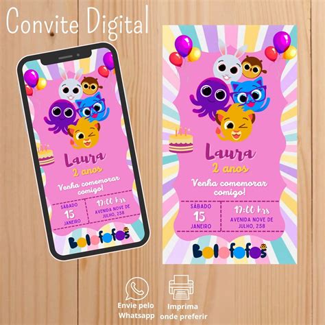 Convite Digital Bolofofos Menina Elo Produtos Especiais