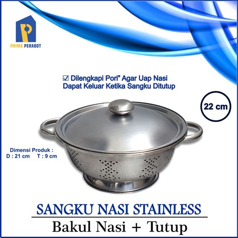 Jual Sangku Tempat Nasi Stainless Tutup Deep Collander Stainless