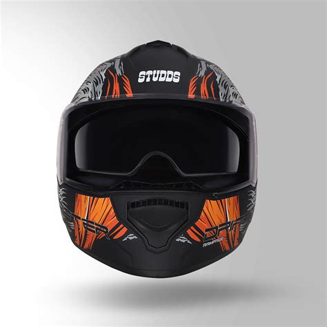 Buy Drifter D Rampage Decor Matt Black Orange Helmet Studds Online