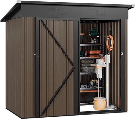 Amazon Dwvo Metal Outdoor Storage Shed X Ft Lockable Tool Sheds