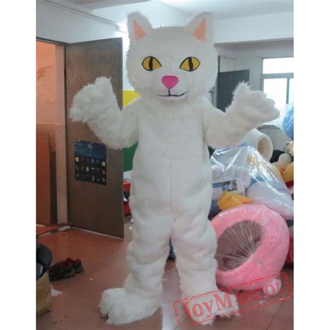 Furry White Cat Mascot Costume Adult Cat Costume